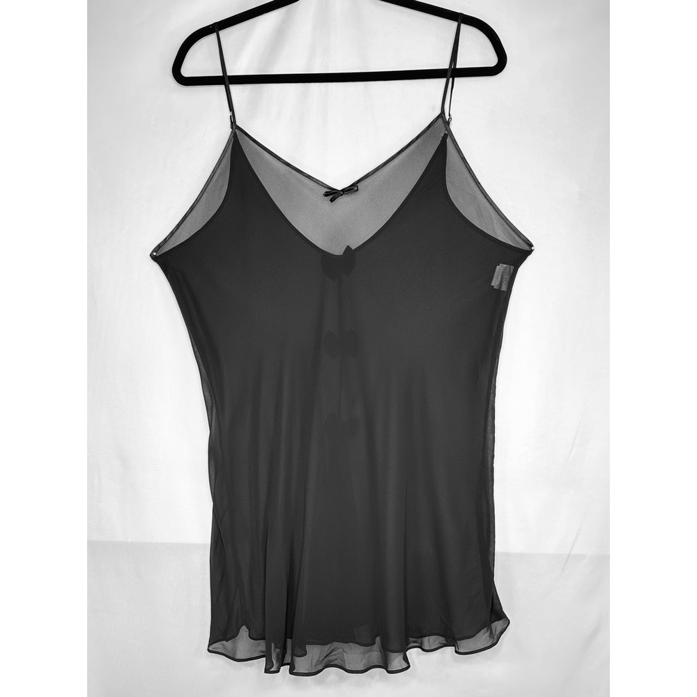 Secret Treasures Black Frost Sheer Mesh Bow Back Nightgown chemise Goth Sz 3XL